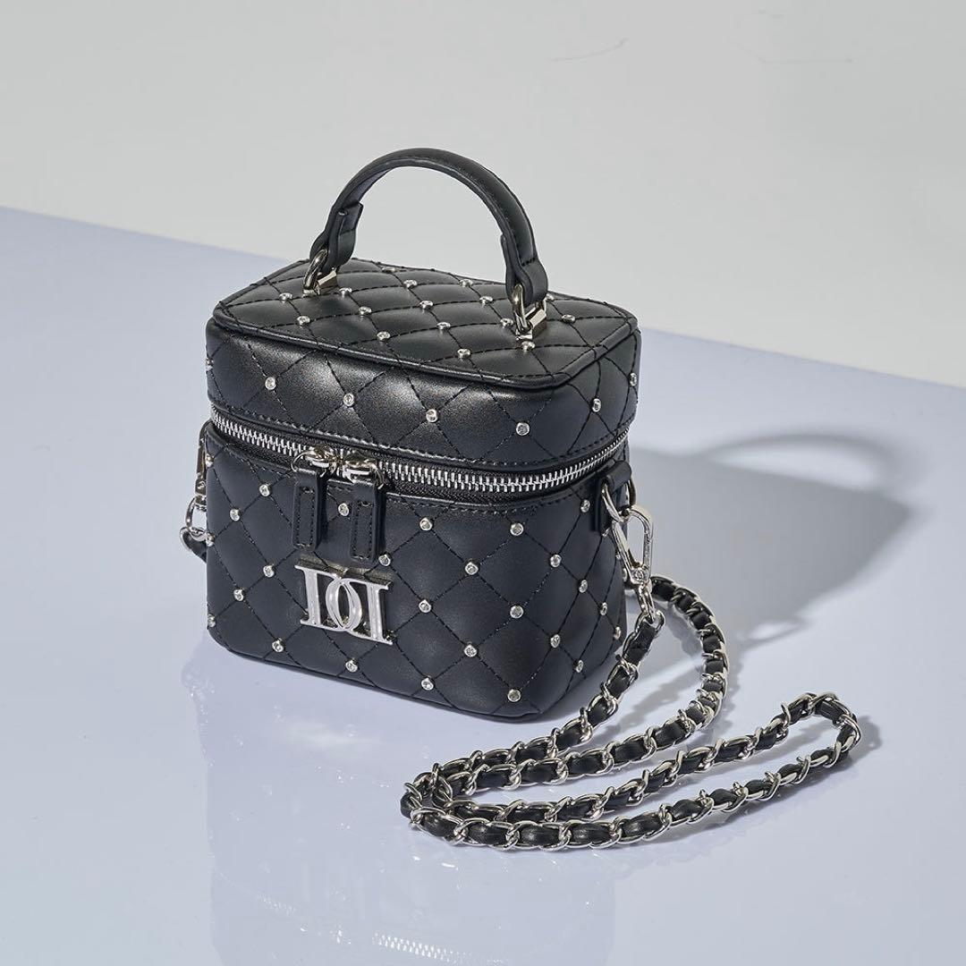 Darich ダーリッチ キルティングビジュースクエアミニバッグ BLK