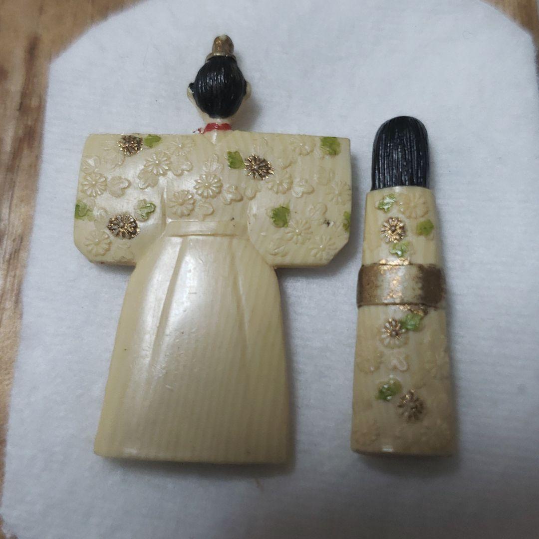 根付　立ち雛人形　懐雛人形　ミニチュア雛人形　細密彫刻　牙彫刻　共箱付