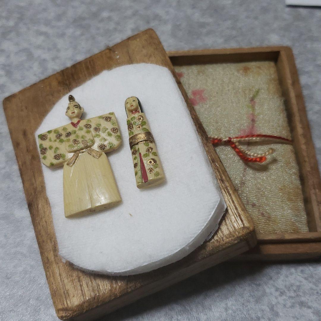 根付　立ち雛人形　懐雛人形　ミニチュア雛人形　細密彫刻　牙彫刻　共箱付
