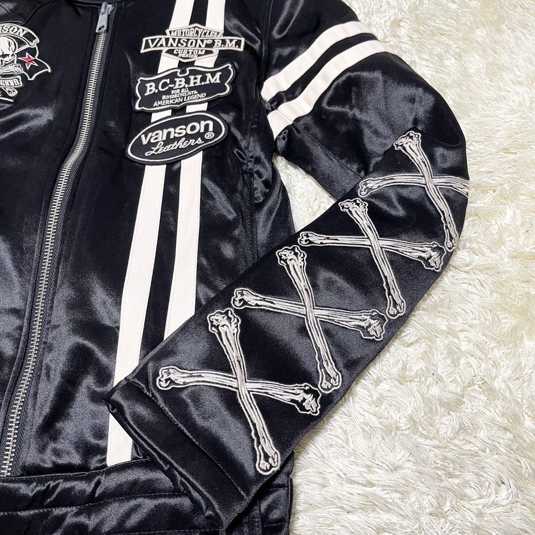 【極美品】vanson シングル　ライダース　スカル　髑髏　ワッペン　黒　S