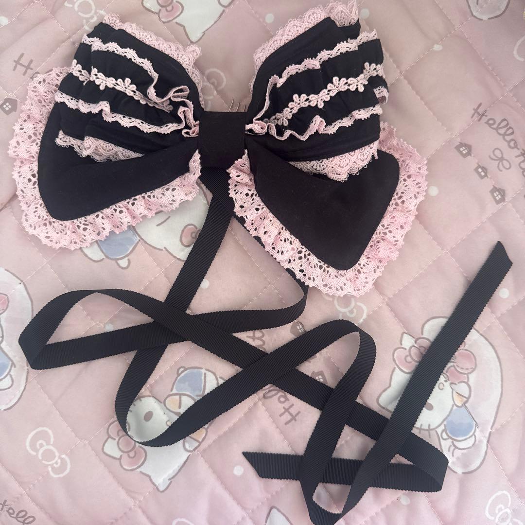 BABY シャン・ドゥ・フルールリボンベッドドレス　黒×ピンク