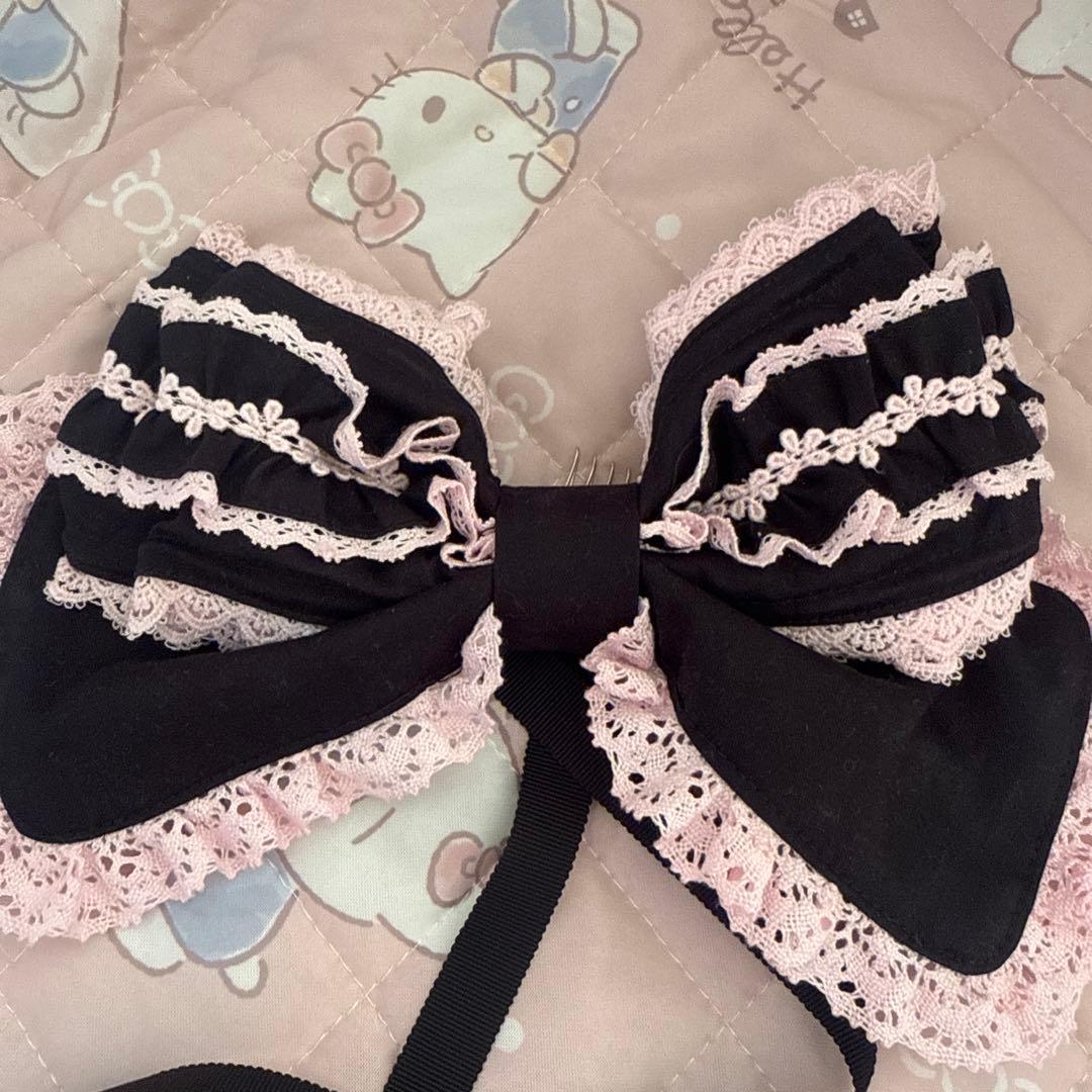 BABY シャン・ドゥ・フルールリボンベッドドレス　黒×ピンク