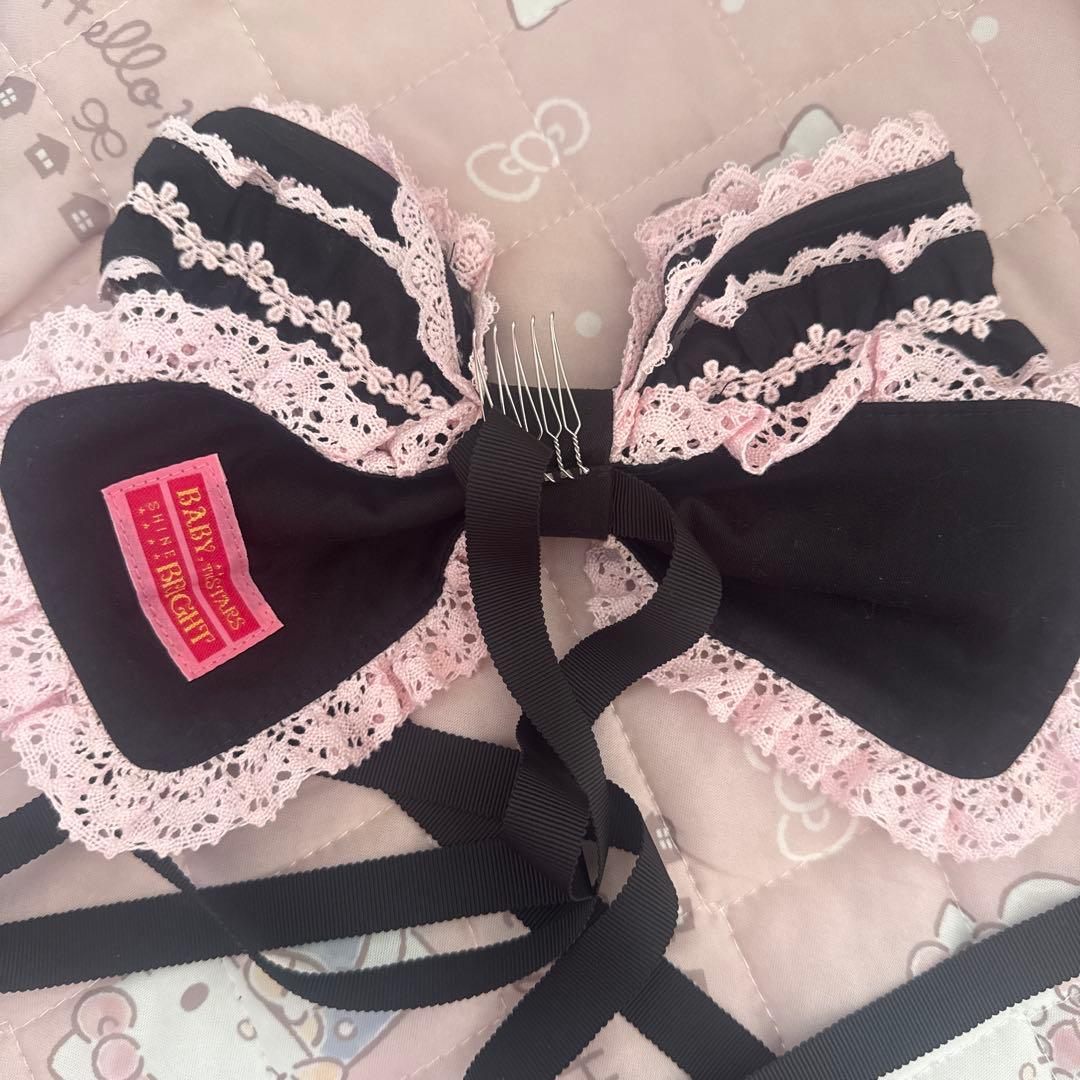 BABY シャン・ドゥ・フルールリボンベッドドレス　黒×ピンク