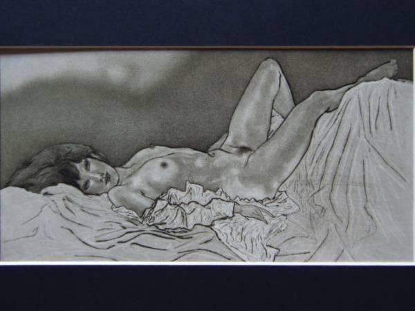 加山又造、ガウンの裸婦'84-①、希少画集画、新品額装、状態良好