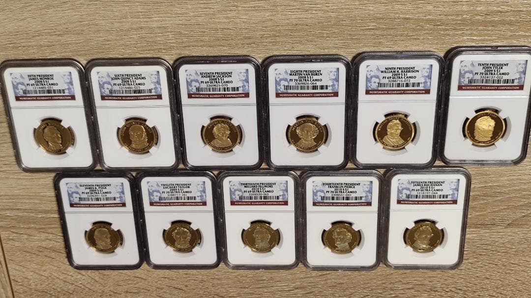 まーちゃん NGC PF69/70☆アメリカ 5-15代大統領 1ドル