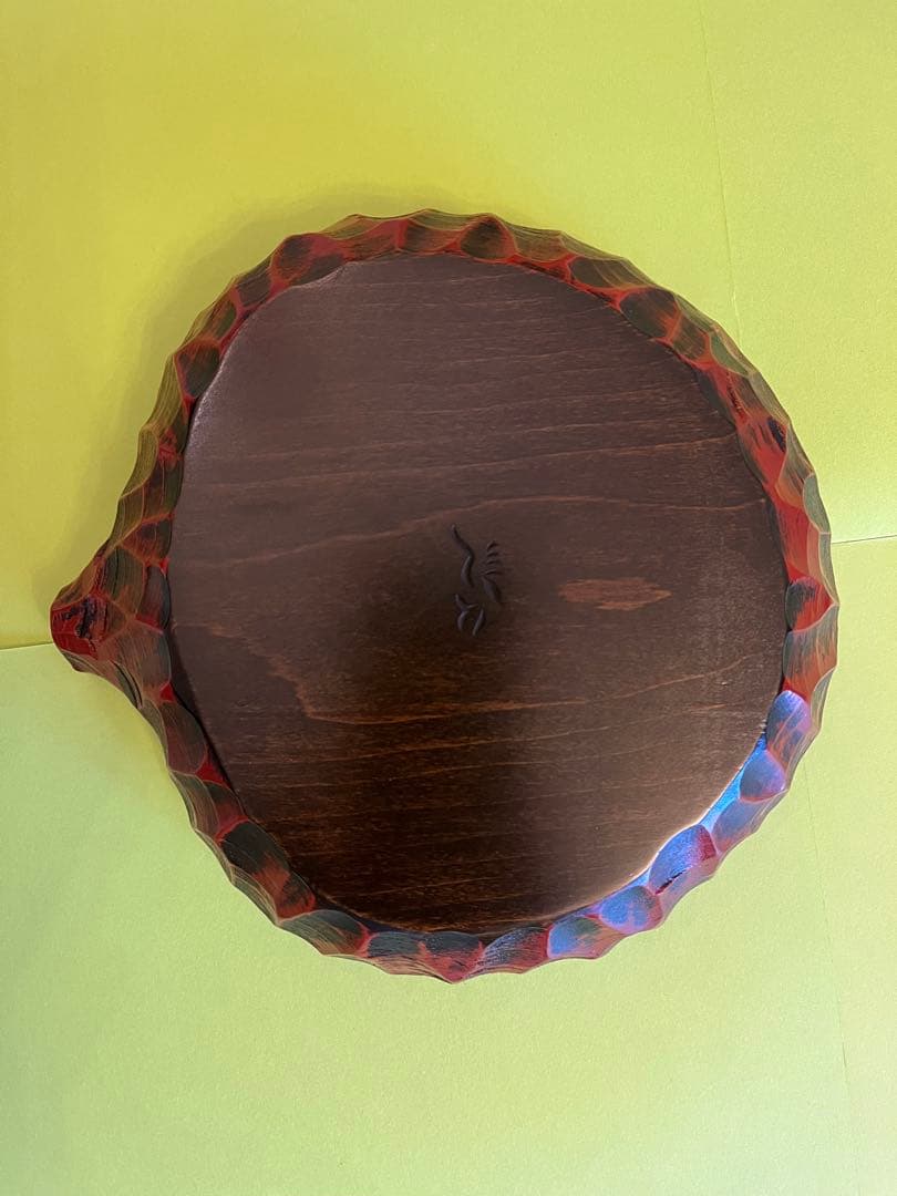 川添日記　片口小皿　草木彫漆器