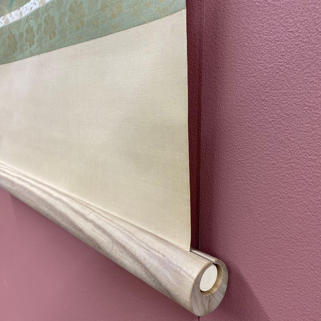 美品 掛け軸 鳥山玲作「華」菖蒲図 共箱 太巻き付 美術年鑑掲載