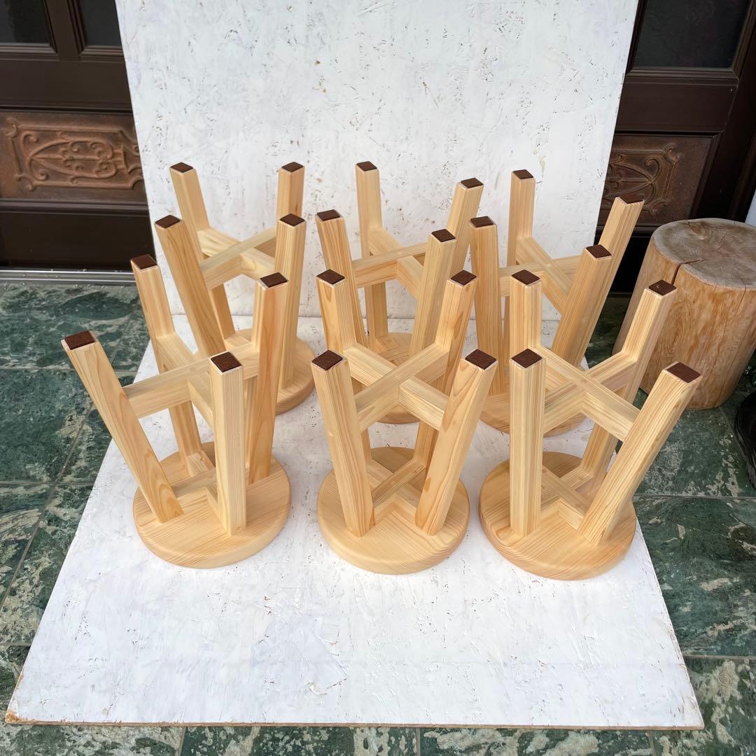 レモネード　国産ひのき　丸椅子　木製スツール　6脚