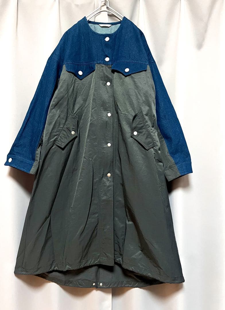 Chez toi 異素材リメイクデニムジャケット 大きいサイズ チェスターコート