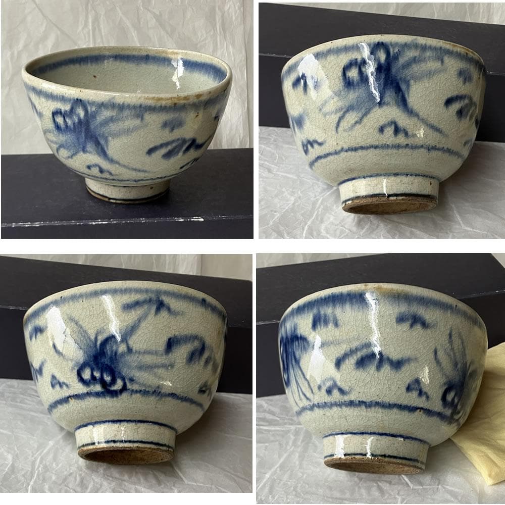 w160 平安 春峰 倣 安南茶碗 蜻蛉画 共箱 蜻蛉 とんぼ 抹茶碗 茶道具
