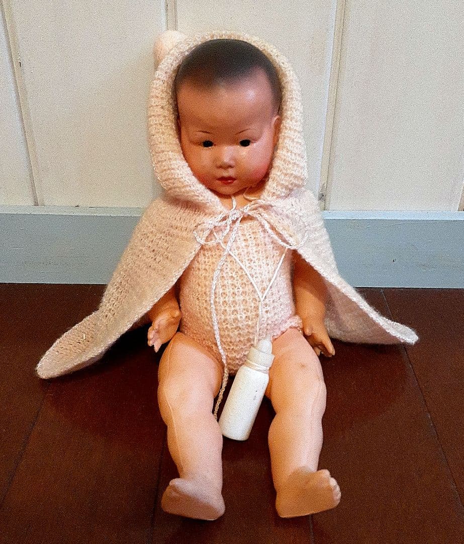 ⭐アンティーク、セルロイドドール　哺乳瓶&マント付き　7