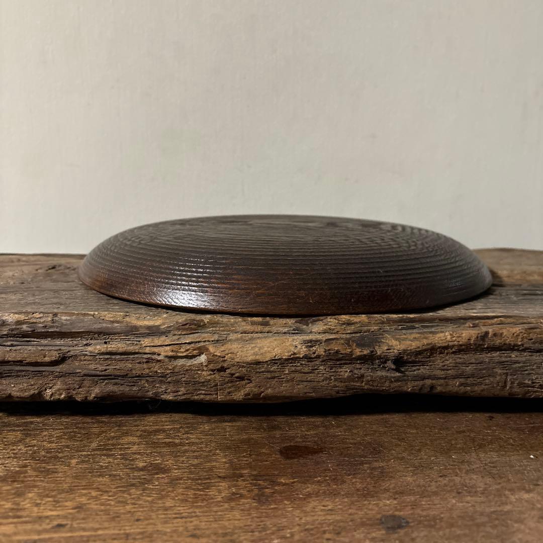 千筋 独楽文 木地盆　⑧丸盆　栗盆　アンティーク　 茶懐石　古美術　酒器検:李朝