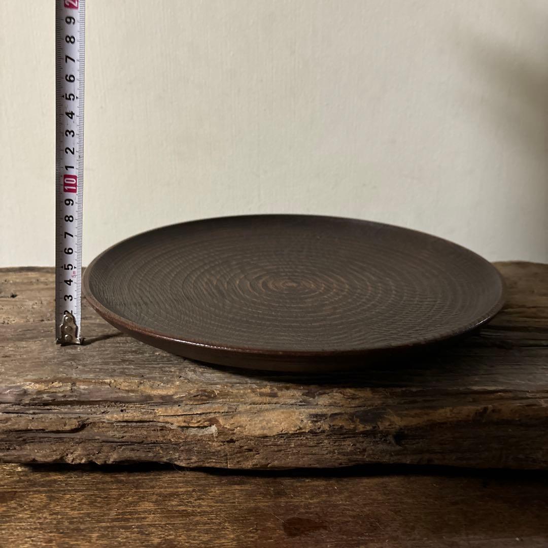 千筋 独楽文 木地盆　⑧丸盆　栗盆　アンティーク　 茶懐石　古美術　酒器検:李朝