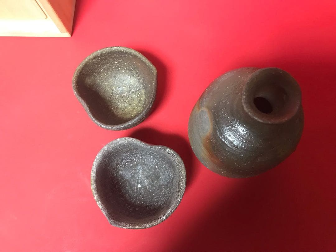 人間国宝 伊勢崎淳の内弟子　山下譲治　備前徳利ぐい呑　酒器