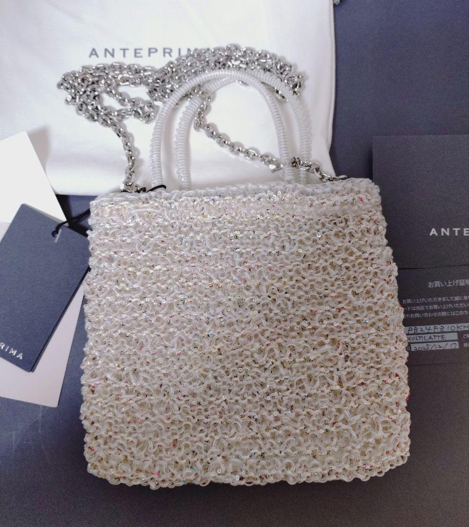 ☆未使用タグ付☆アンテプリマワイヤーグリッターIIスクエアスモールマルチホワイト