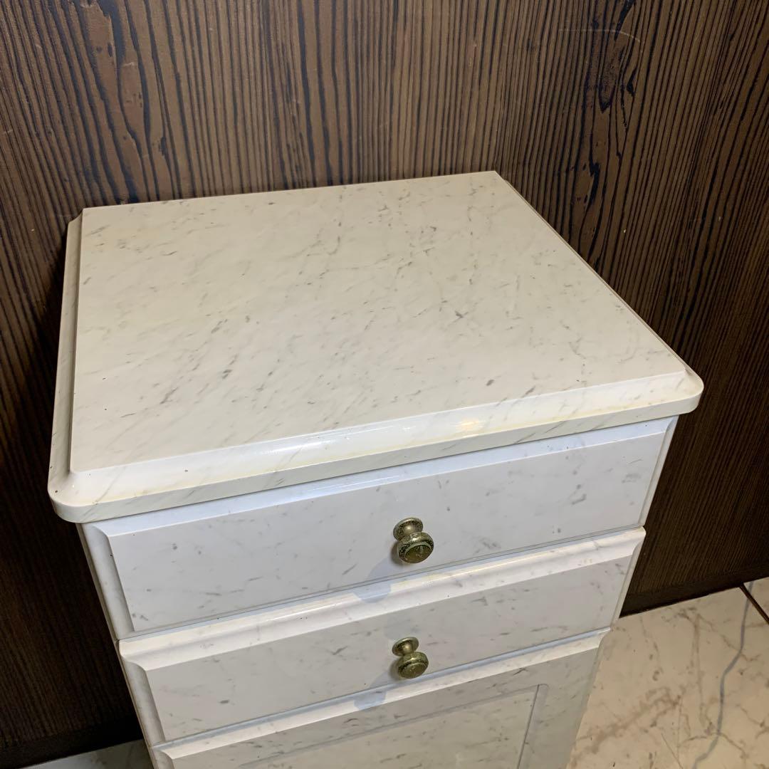 カリモク　電話台　大理石風