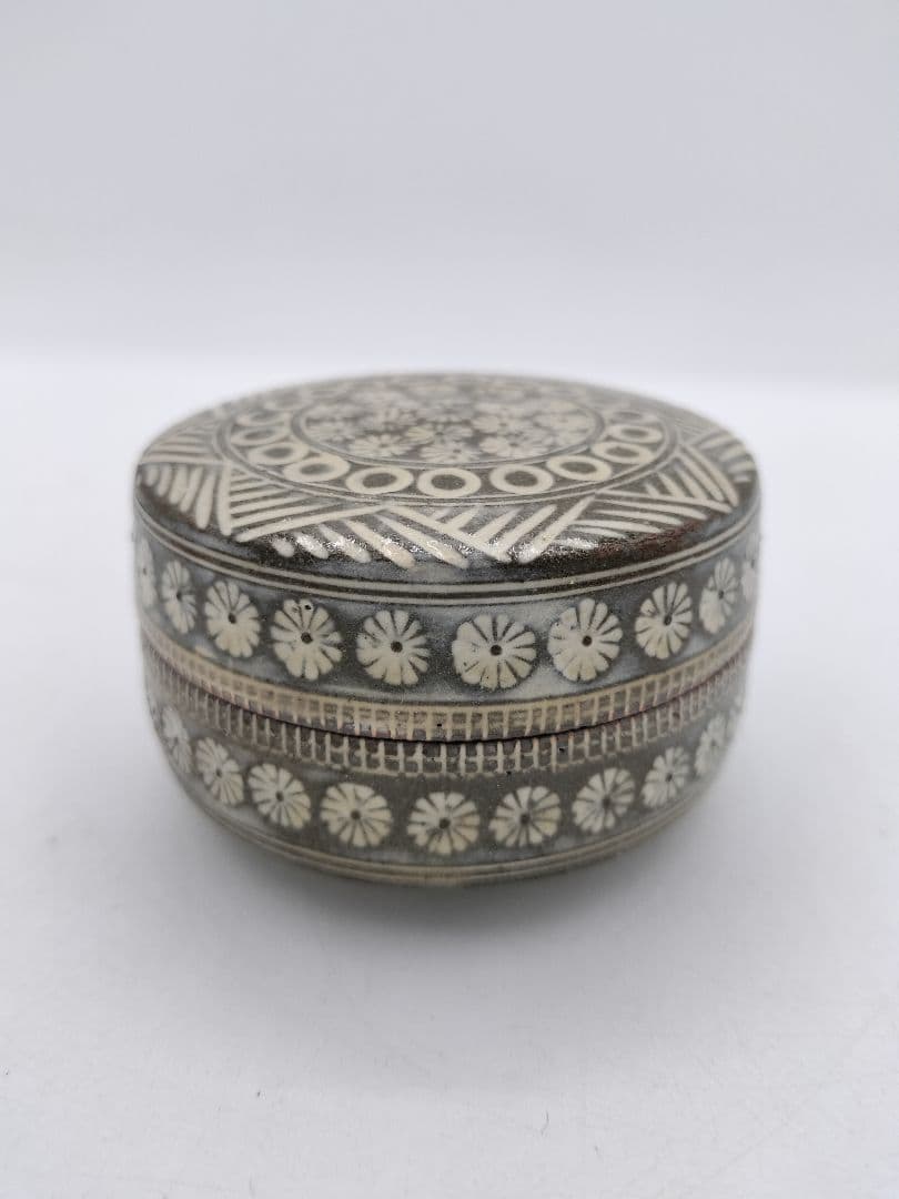 c455 香合 富士五湖窯 青三島 細川秀年 木箱 茶道具 古物