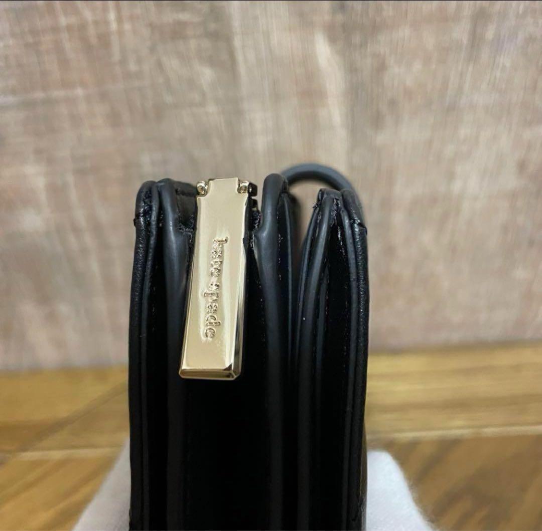 新品✨Kate spade キルティング財布 2つ折り　ブラック　人気カラー