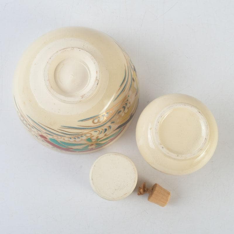 茶道具　利休茶箱　京焼　加藤昌山作　茶碗　振出など　八点一式　仕覆付　M9579