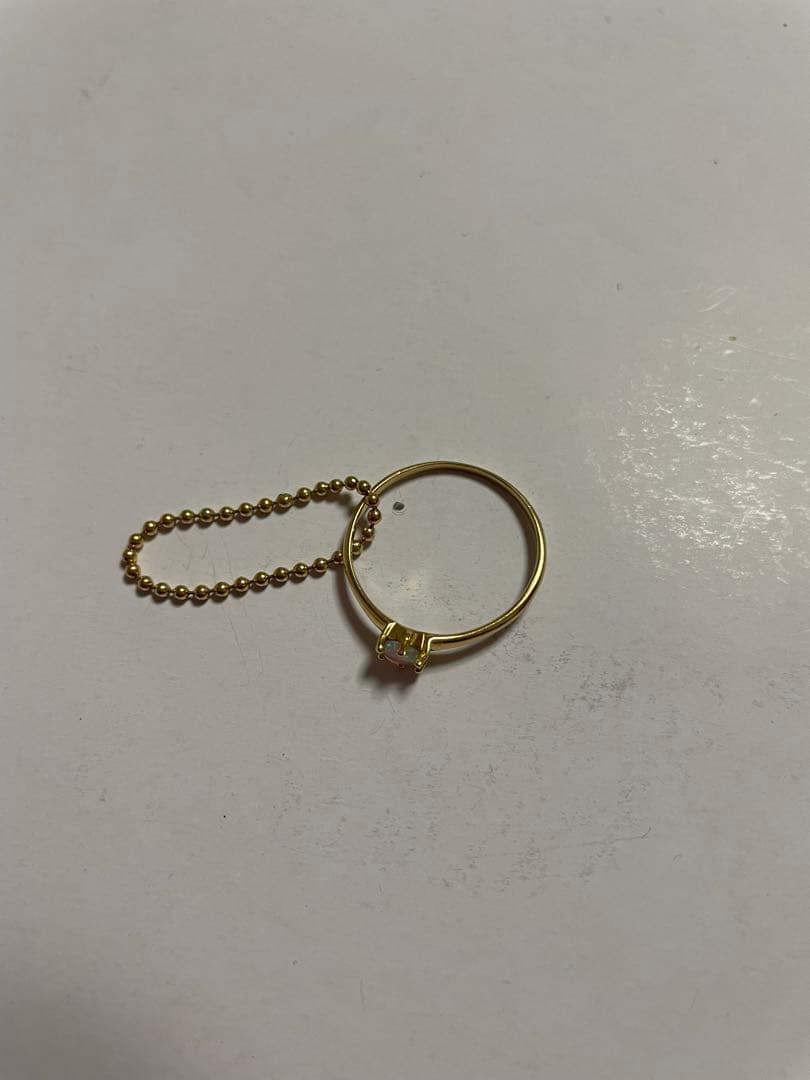 4°C 18金 オパールリング ポールチェーン2連