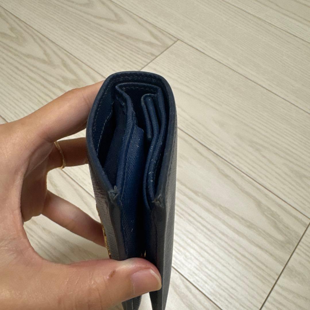 PRADA サフィアーノレザー 二つ折り財布 ネイビー