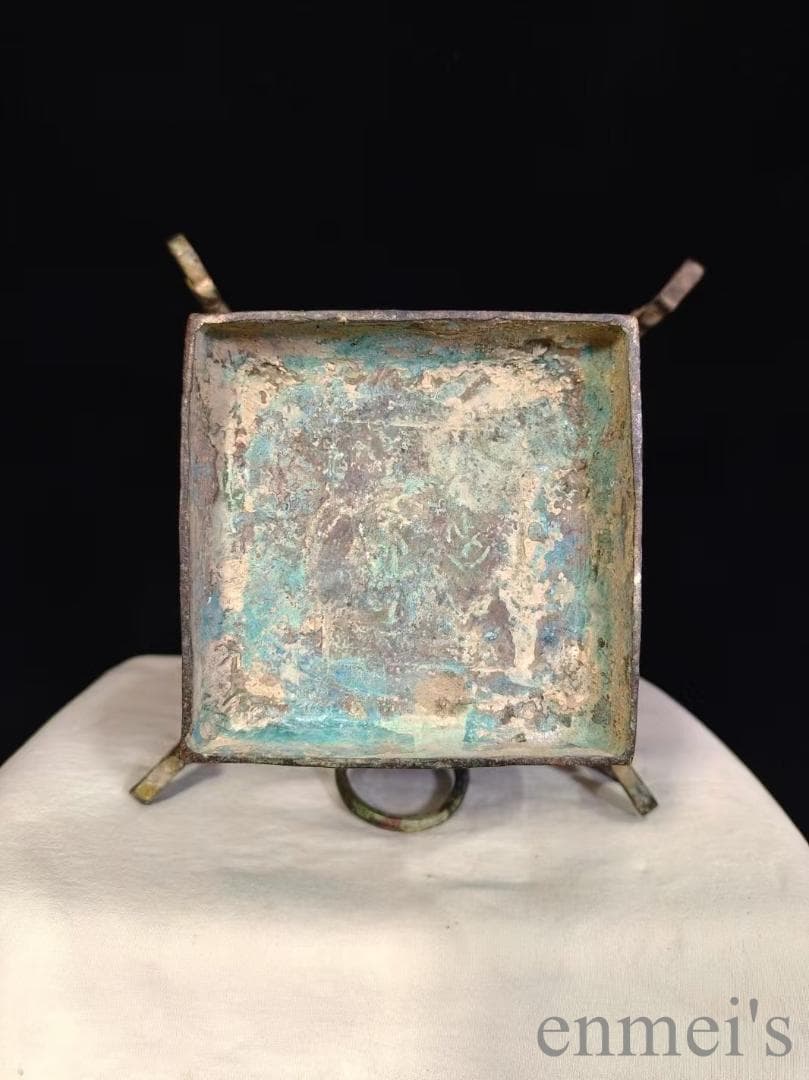 中国古美術【中山王方壺】青銅器 銘文 重器 礼器 酒具 純銅製 高浮彫 文房置物