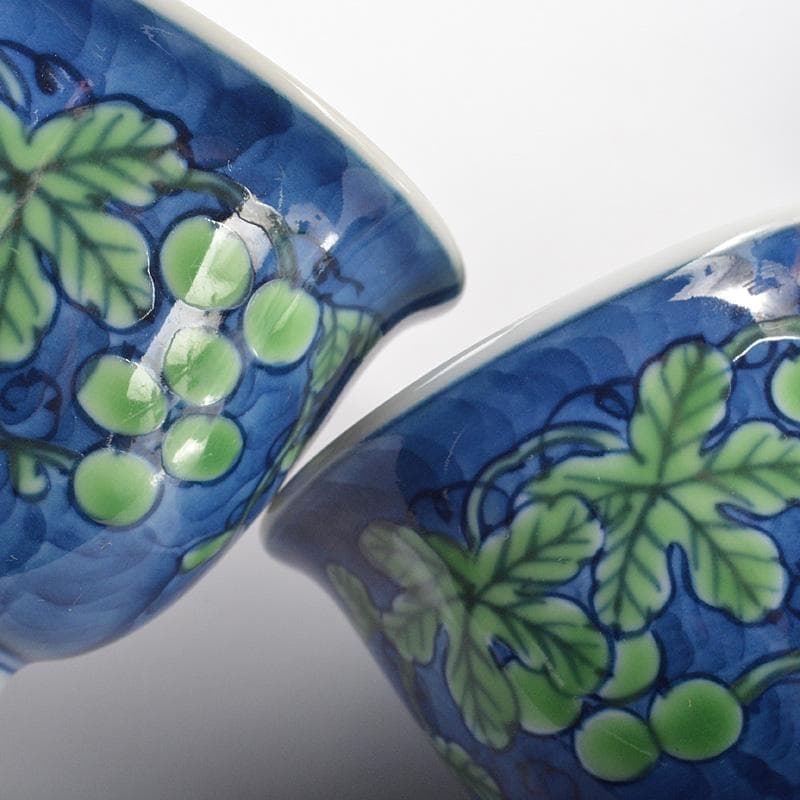 煎茶道具　有田焼　館林源右衛門　染錦　桐花文　湯呑　煎茶碗　5客　V　R6762