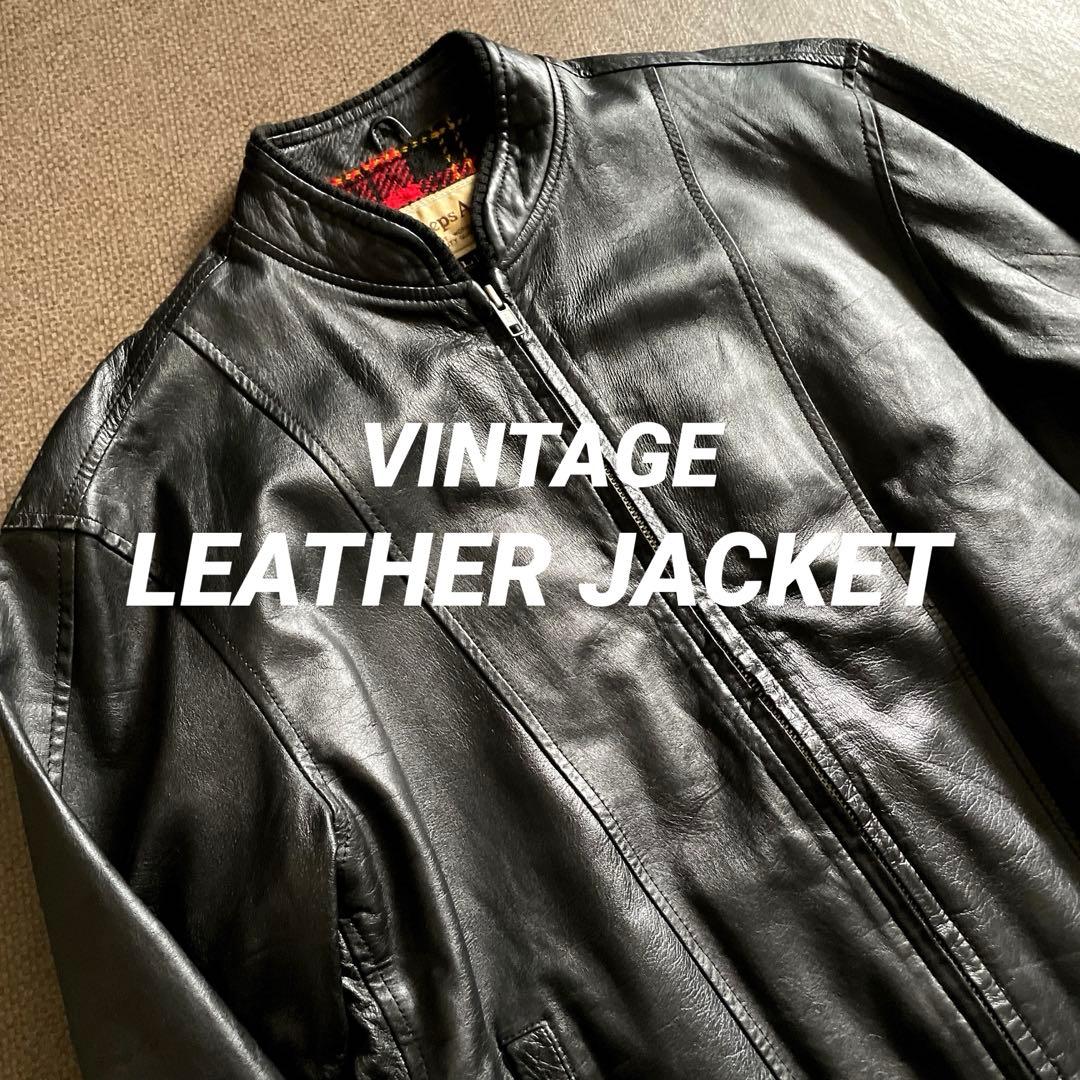 【vintage】ヴィンテージレザーボンバージャケット Lサイズ ブラック