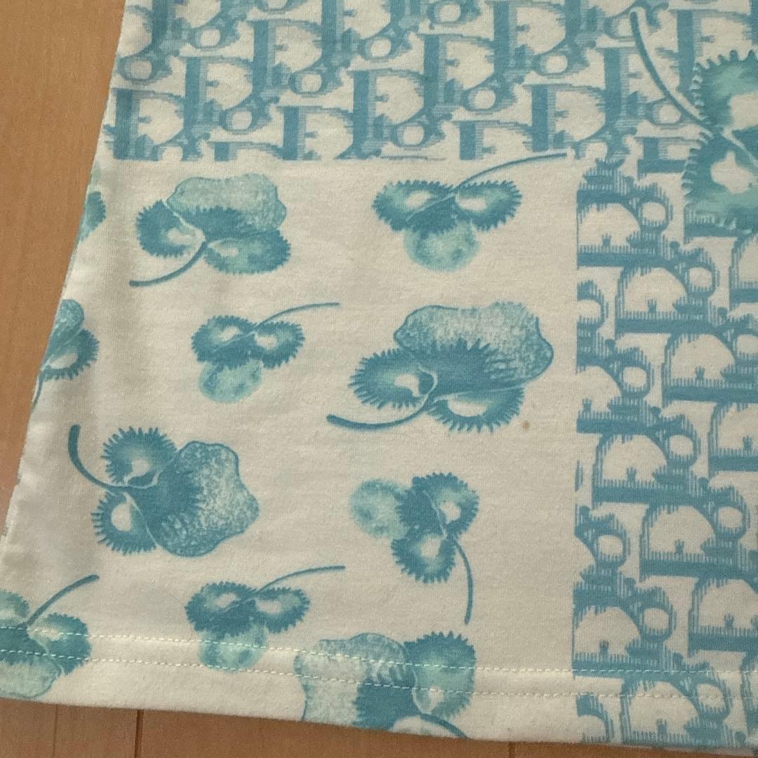 クリスチャンディオール　トロッター柄タンクトップ　40 水色・白