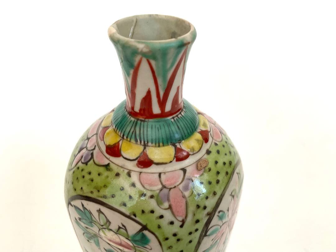 #1 骨董　アンティーク　保命酒徳利　鞆徳利　岩谷焼　色絵　花瓶　花入