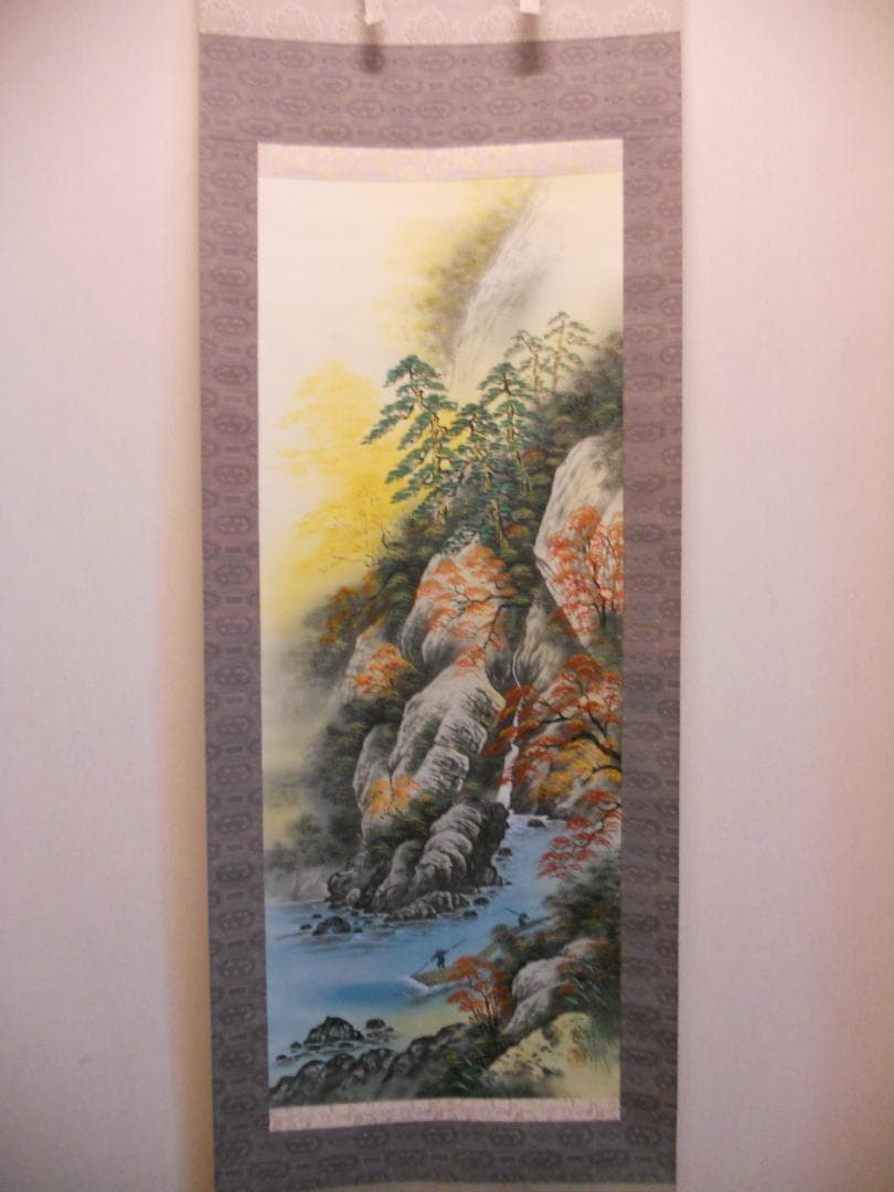 掛け軸 高井一鳳 秋景山水 絹本 希少 軸装 茶道具 掛軸 美品 です。