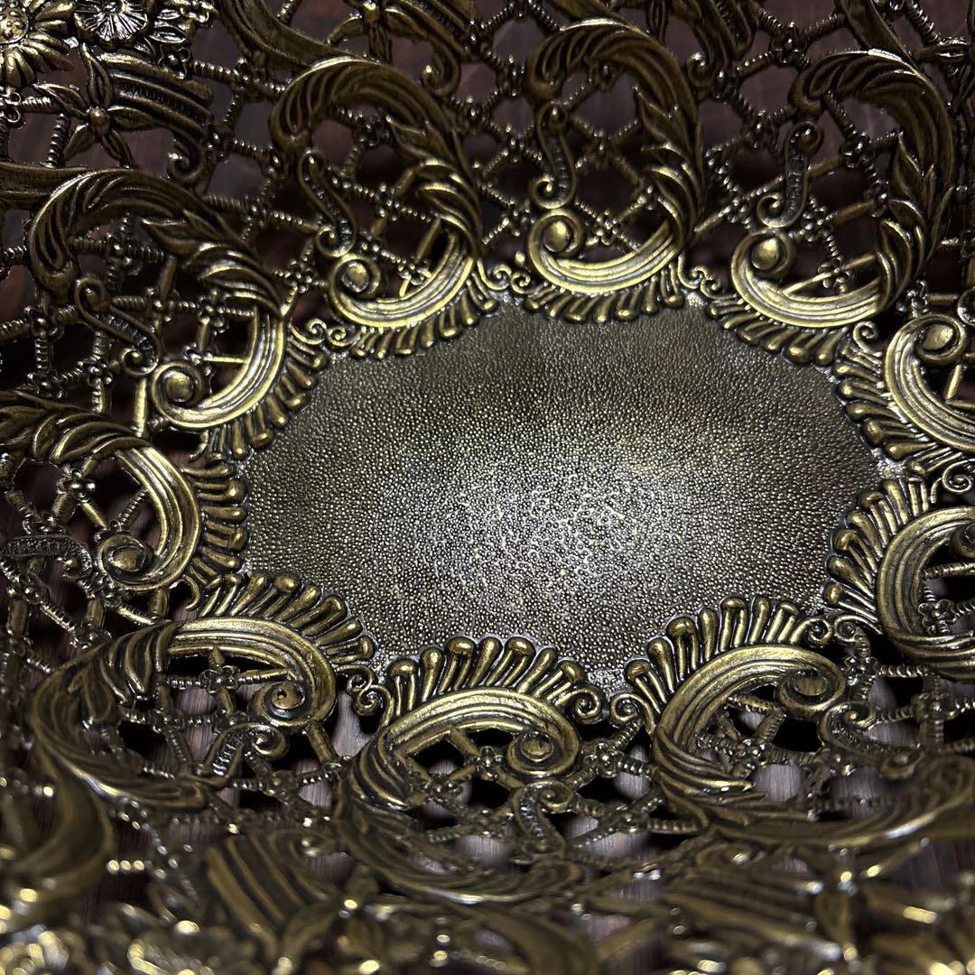 【アンティーク・素材不明】イタリア製 金色 装飾的 バスケット