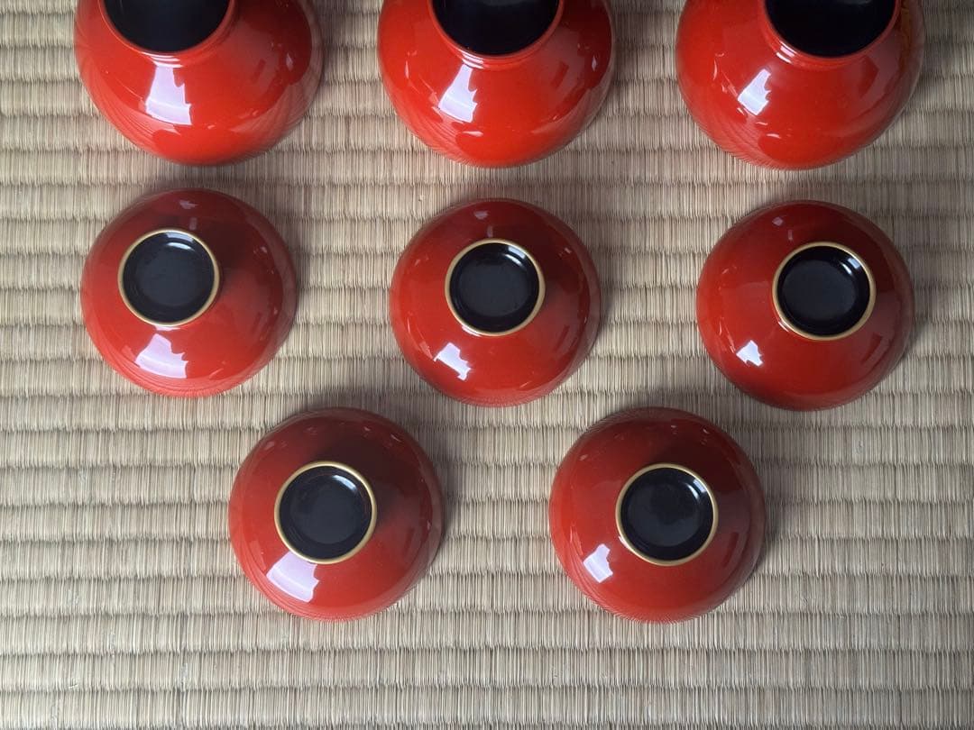 輪島塗 絵付 まり椀 5客 本堅地 中島松朗 (九香)作 布付 共箱 茶懐石道具