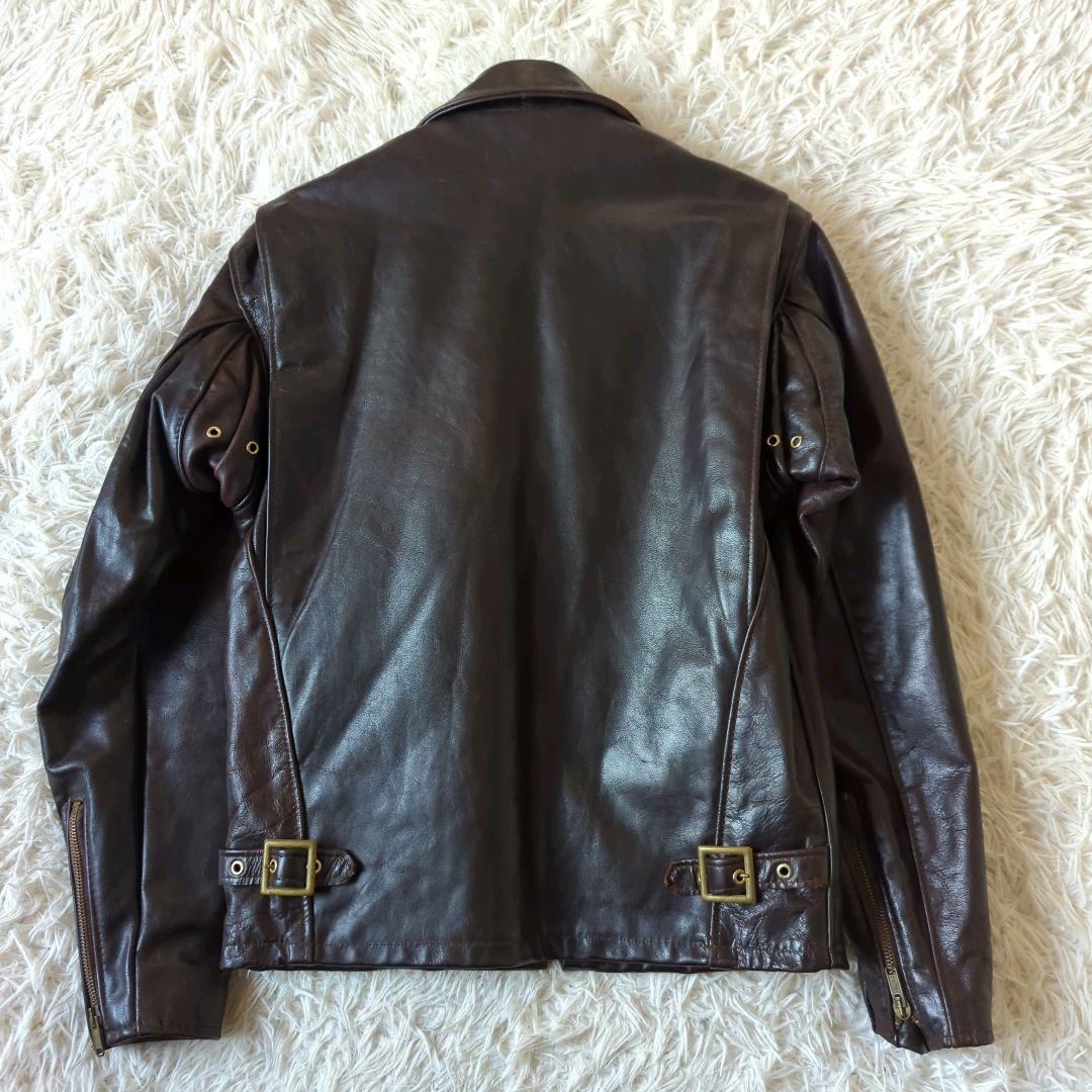 美品 希少 ショットトラッカージャケット 642VS 赤茶 本革 34