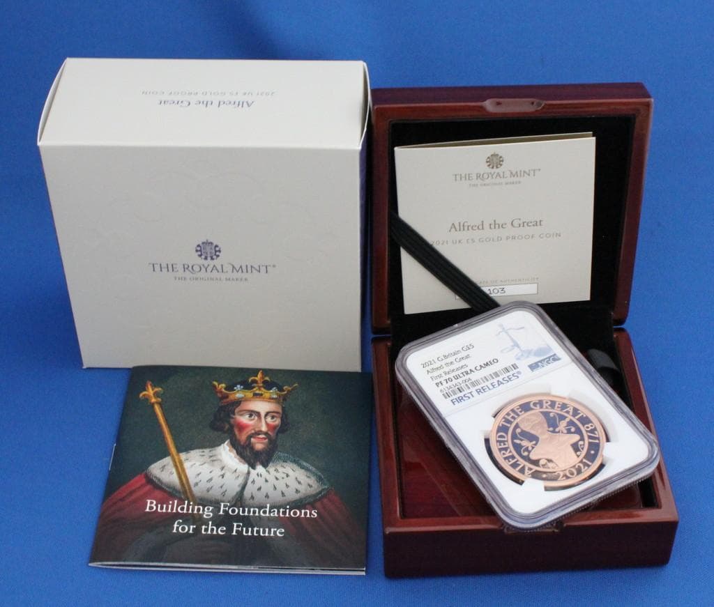 2021年イギリス アルフレッド ザ グレート ￡5 金貨 NGC PF70UC