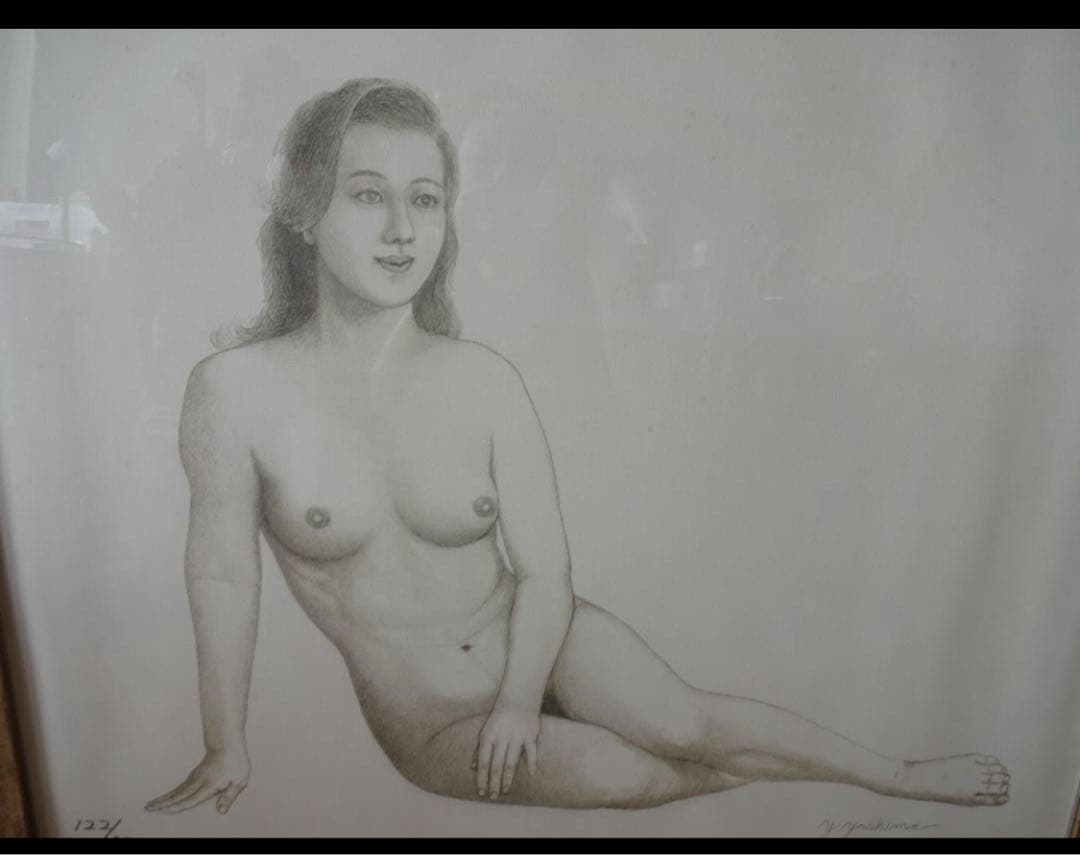 【本物】八島義郎 先生『憩いのひととき』石版画 122/150