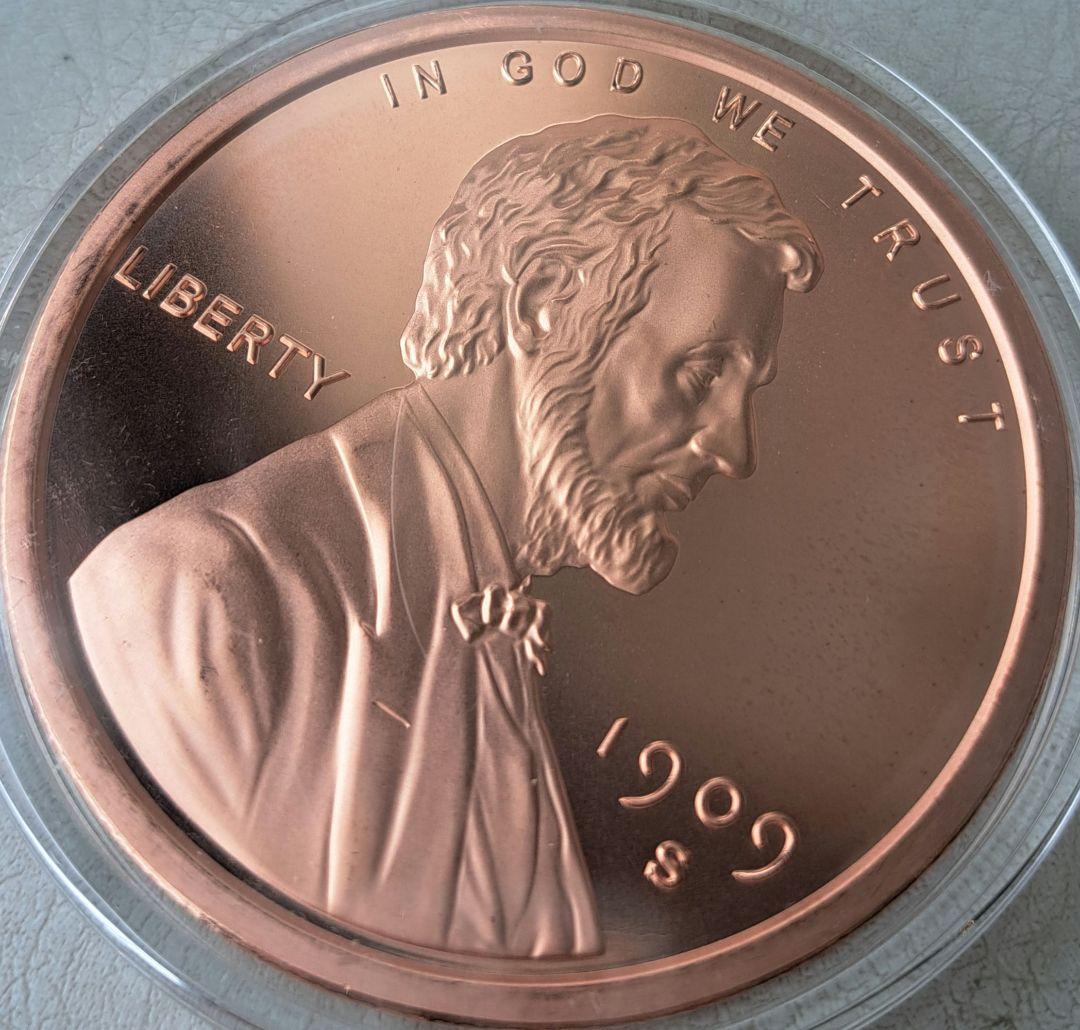 「リンカーンウィートセント」純銅5オンスメダル
