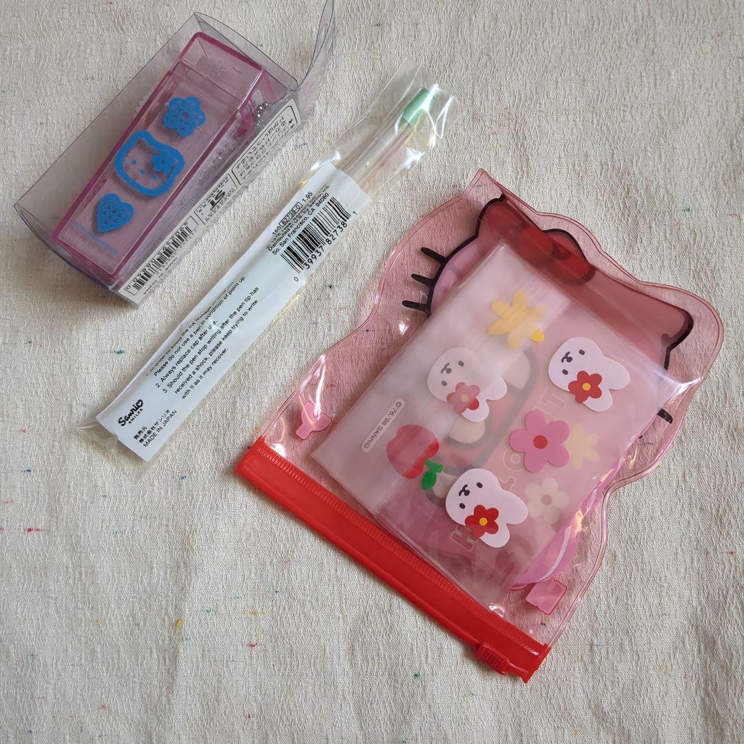 キティちゃんグッズセット　ガムホルダー＆メモ　ペン　ミニレター　レア　1998年