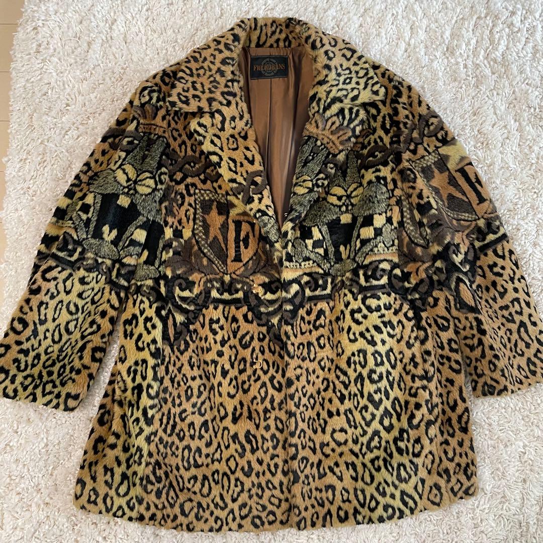 レオパード柄ひょう柄メンズファーコート
