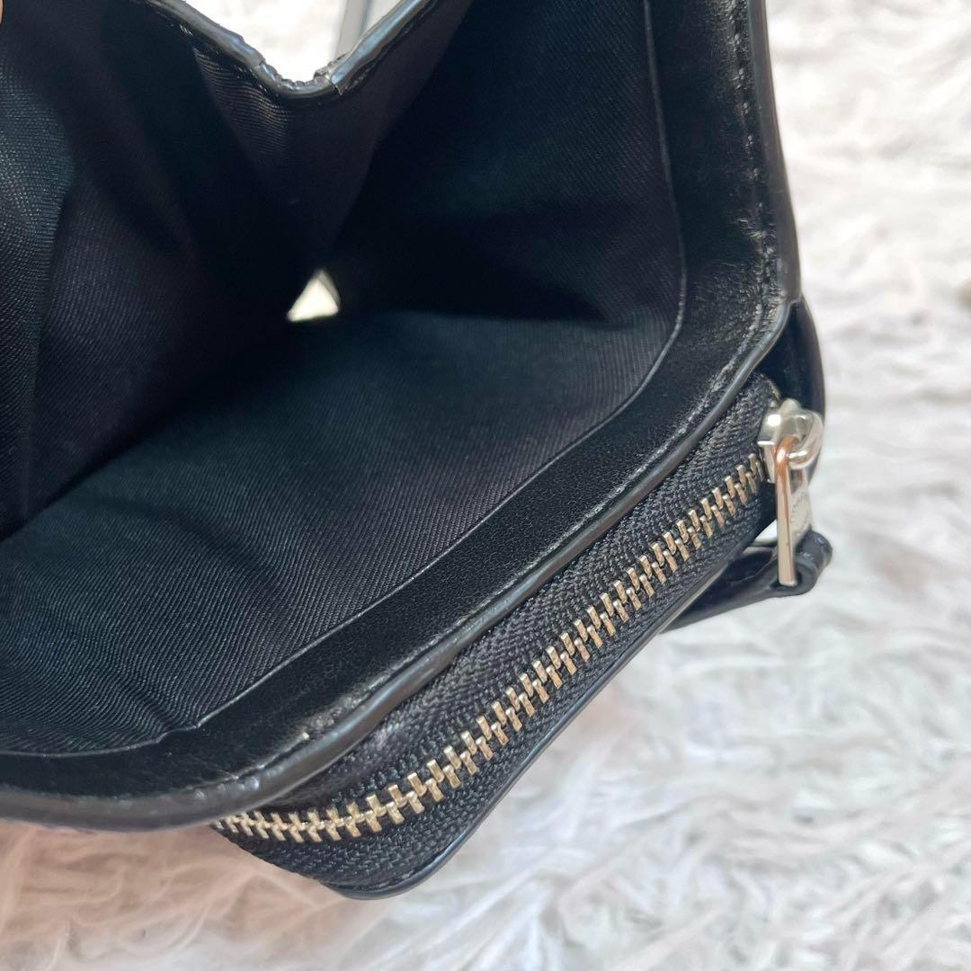 【美品】COACH コーチ 格子柄 三つ折り財布 コンパクトウォレット 赤×黒