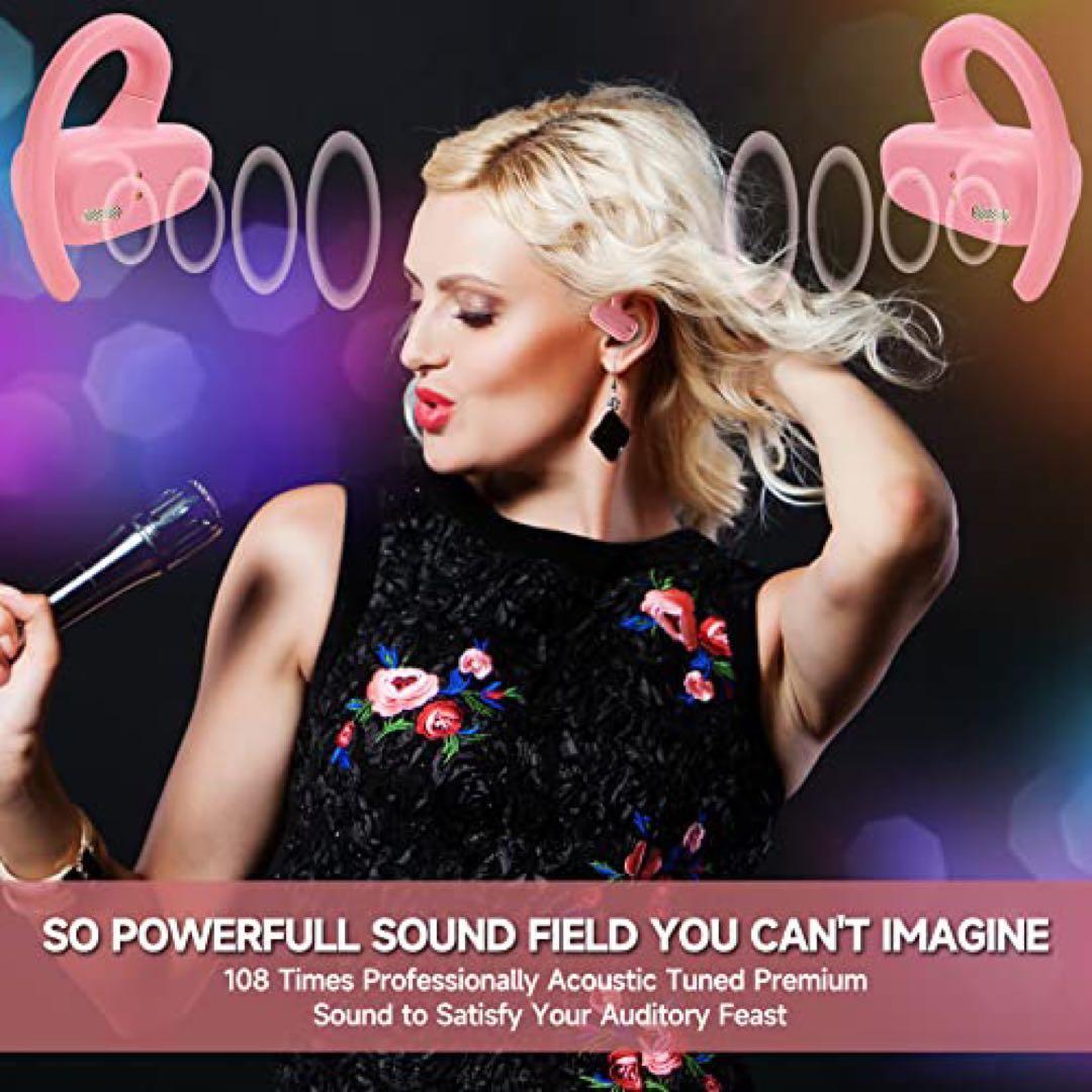 ワイヤレスイヤホン ピンク イヤホン Bluetooth 生活防水 ブラック