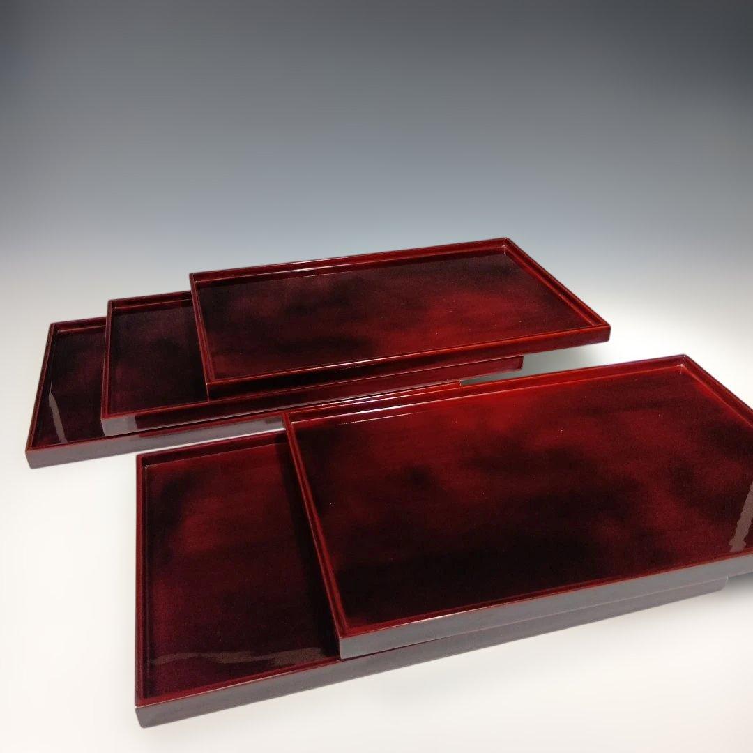 輪島塗　光栄堂　点心盆5枚　共箱