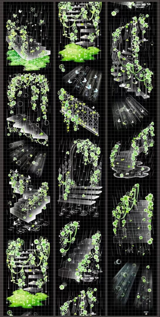 【8551】海外　マステ　5m巻売り　貝殻光マスキングテープ　雨　階段　半透明