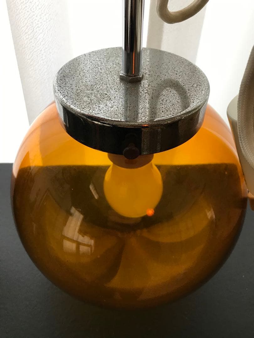 昭和 レトロ 照明 レトロ照明 アンバー ガラス ペンダントライト 吊り下げ照明