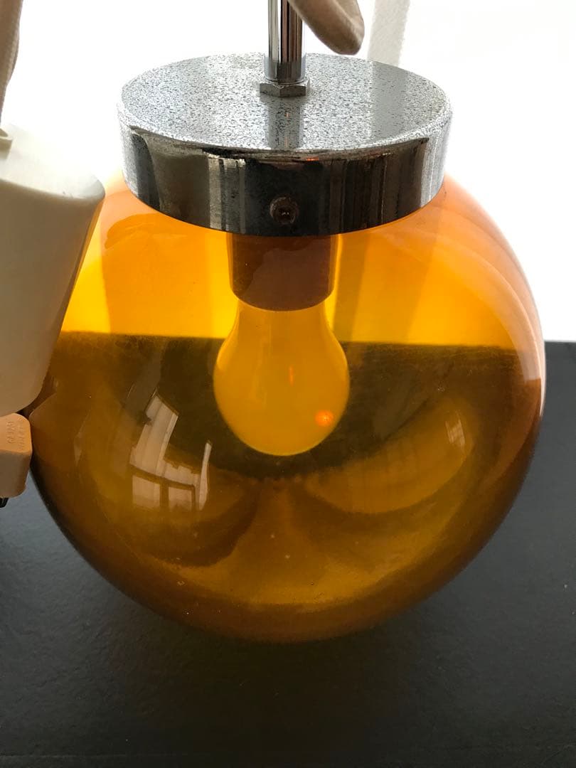 昭和 レトロ 照明 レトロ照明 アンバー ガラス ペンダントライト 吊り下げ照明