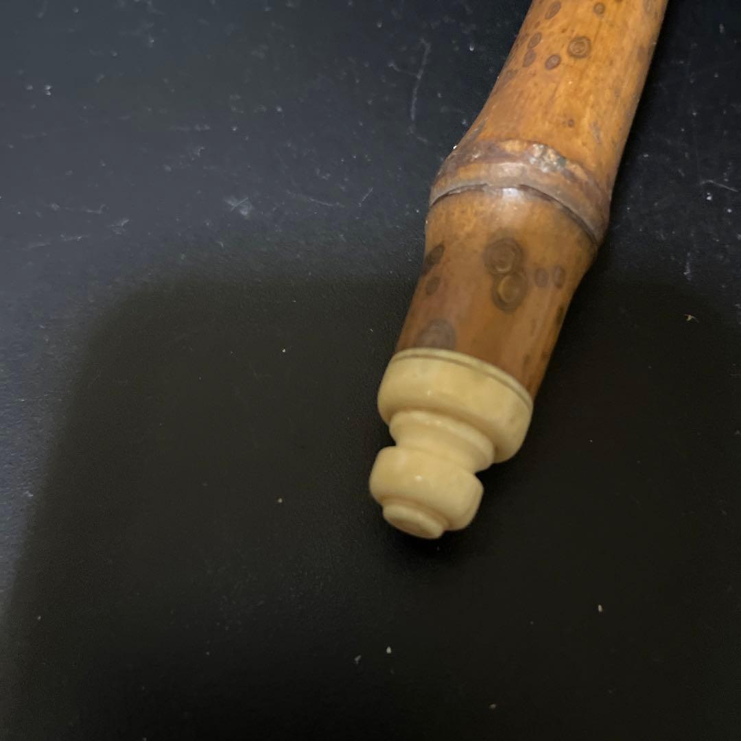 古い　斑竹　筆筒　筆入れ　書道