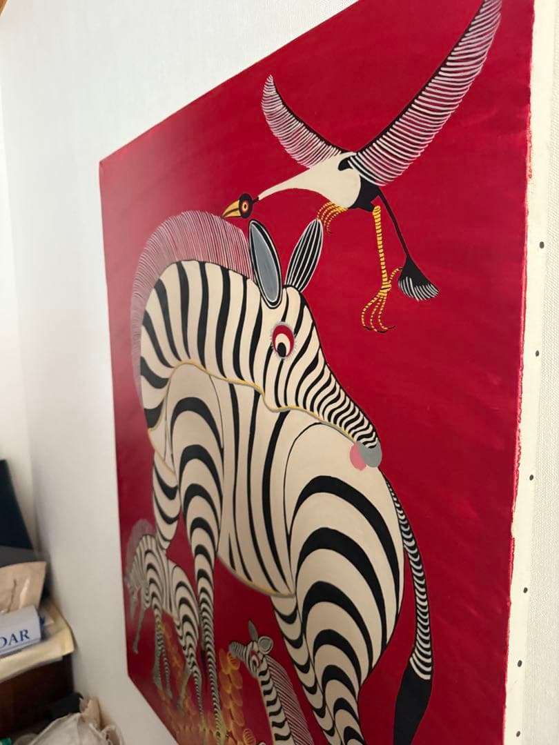 ティンガティンガ　シマウマの親子と鳥