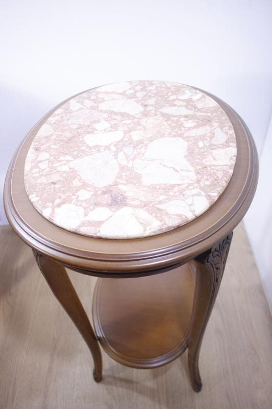 ◆イタリア製 輸入家具入荷　天板大理石　オーバル型(楕円形) サイドテーブル　③