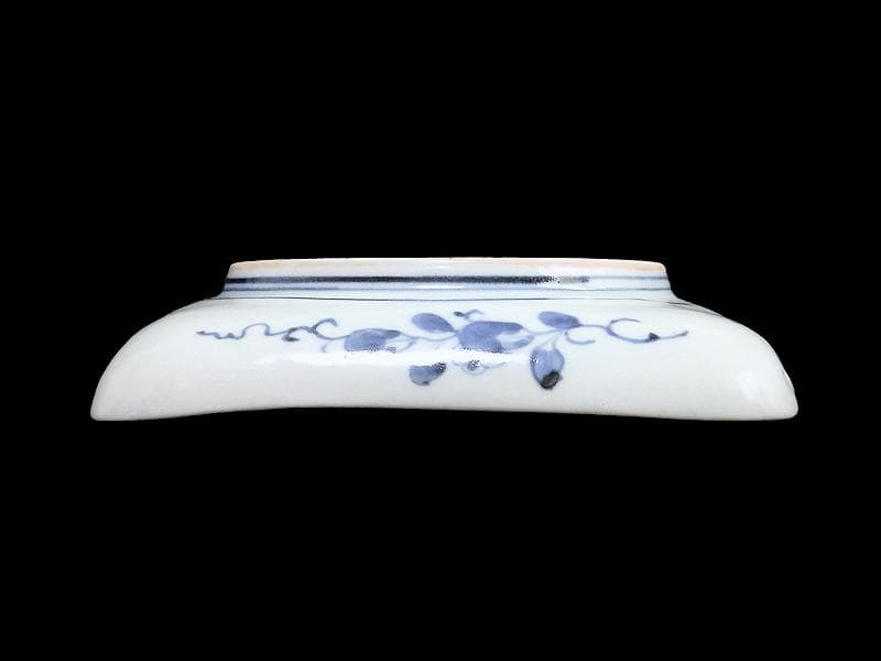 古伊万里　染錦　山水に松竹梅の図　角皿　F064AS-CQu