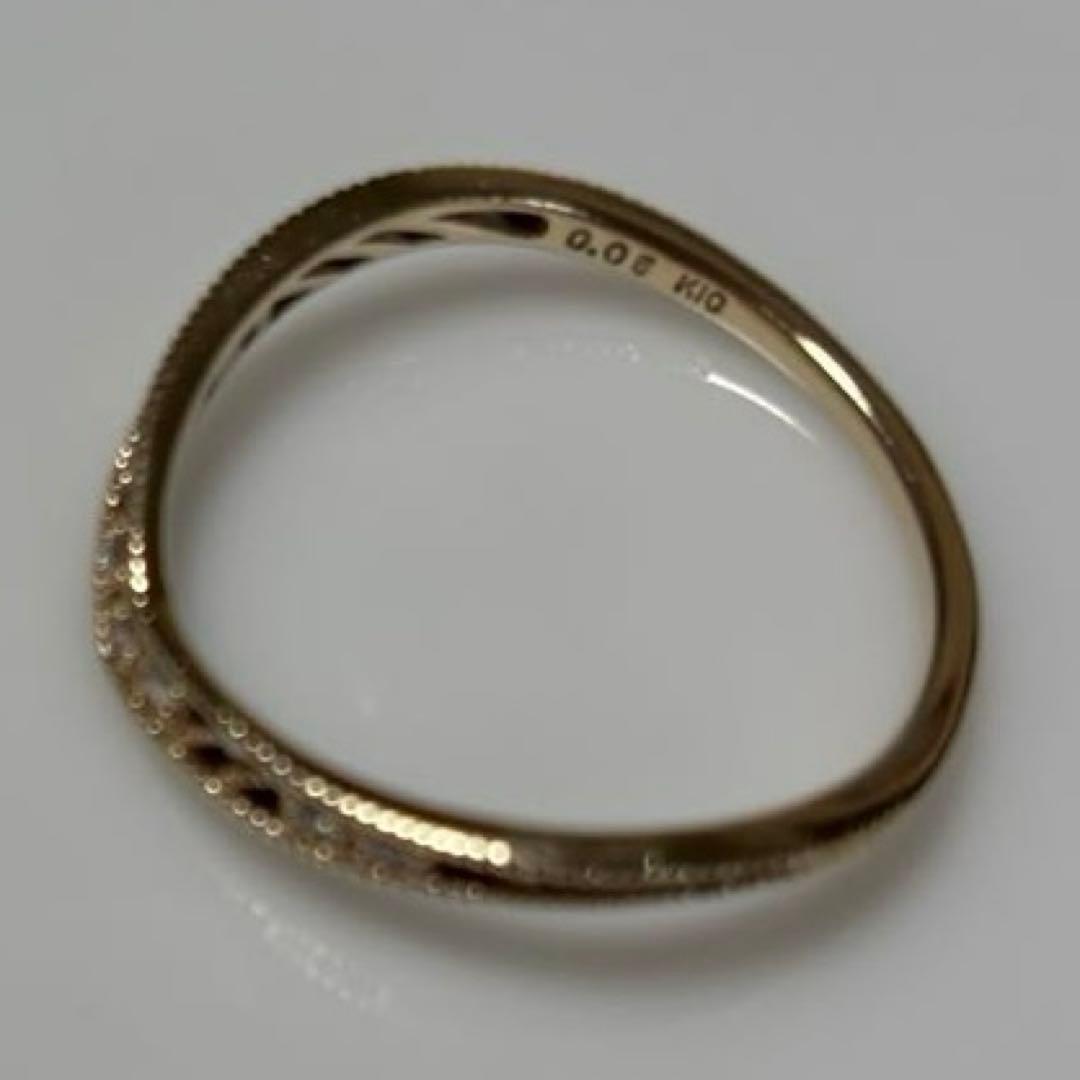 アガット K10 ダイヤモンド V字 リング 15号